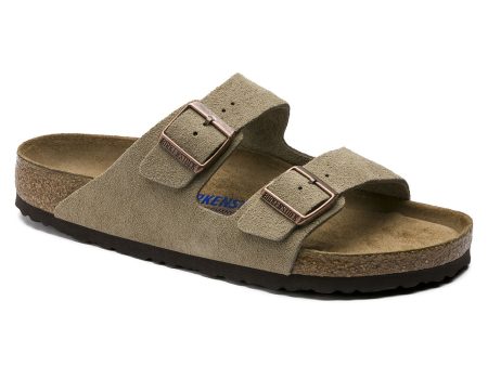 Birkenstock Arizona Suede Leather Soft Footbed Sandal in Taupe Discount