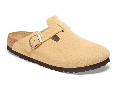 Birkenstock Boston Suede Leather Clog in Latte Cream Sale