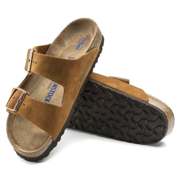 Birkenstock Arizona Suede Soft Footbed Sandal in Mink For Sale