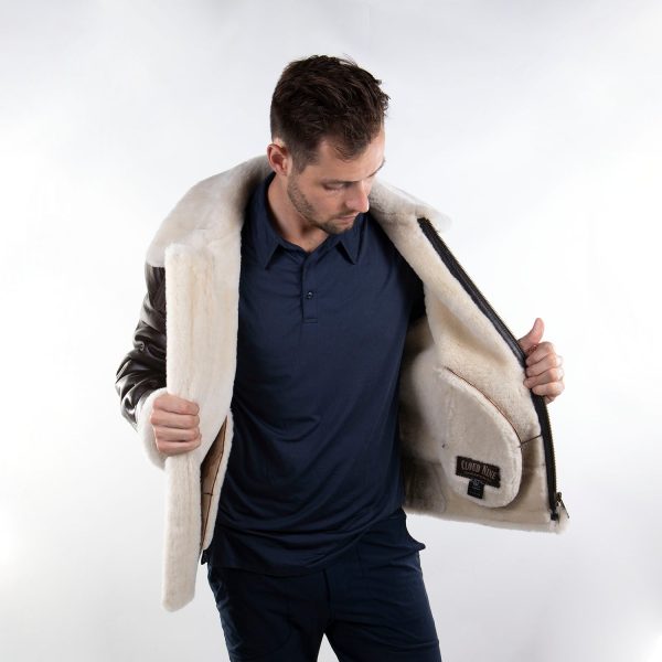 Mens Sheepskin Whiskey Bomber Coat Discount