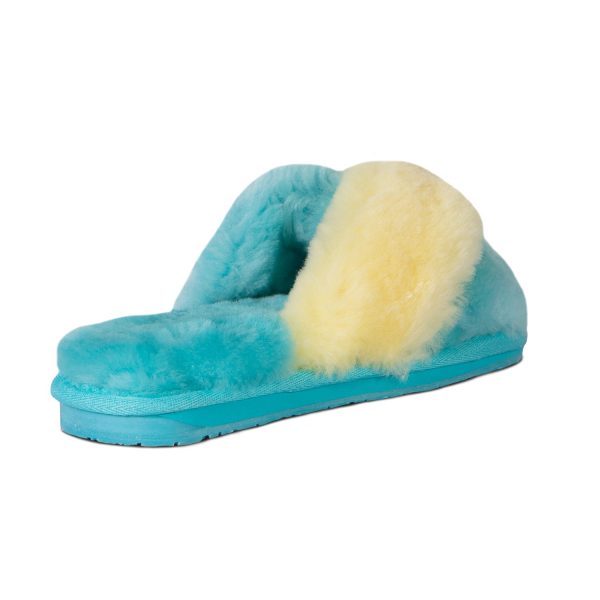 Women s Duo-Tone Emma Sheepskin Slipper Blue Yellow Discount