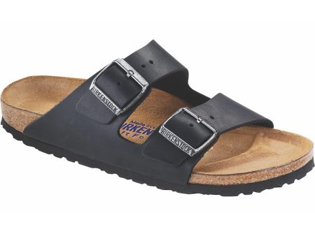 Birkenstock Arizona Oiled Leather Soft Footbed Sandal in Black Sale