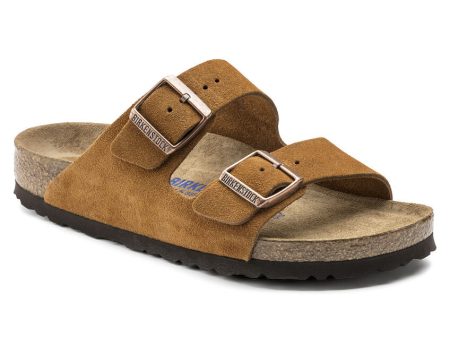 Birkenstock Arizona Suede Soft Footbed Sandal in Mink For Sale