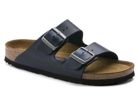 Birkenstock Arizona Oiled Leather Soft Footbed Sandal in Blue For Discount