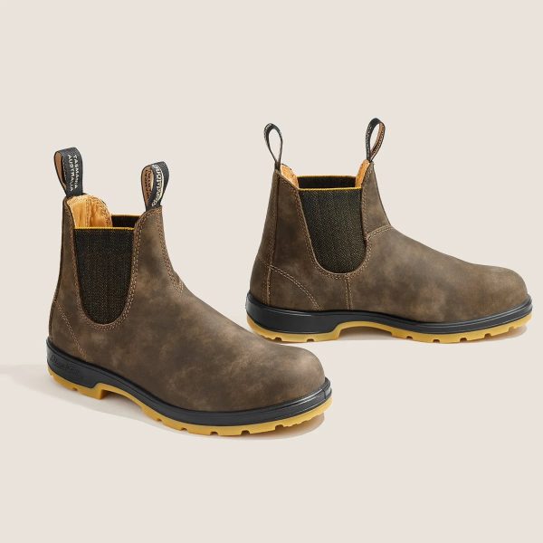 Blundstone Classics Chelsea Boots 1944 in Rustic Brown Mustard Black For Discount