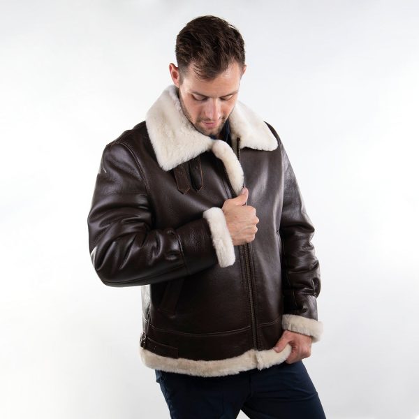 Mens Sheepskin Whiskey Bomber Coat Discount