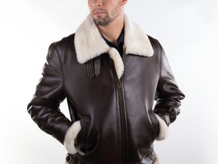 Mens Sheepskin Whiskey Bomber Coat Discount