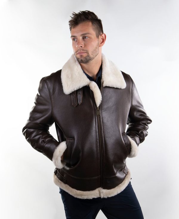 Mens Sheepskin Whiskey Bomber Coat Discount