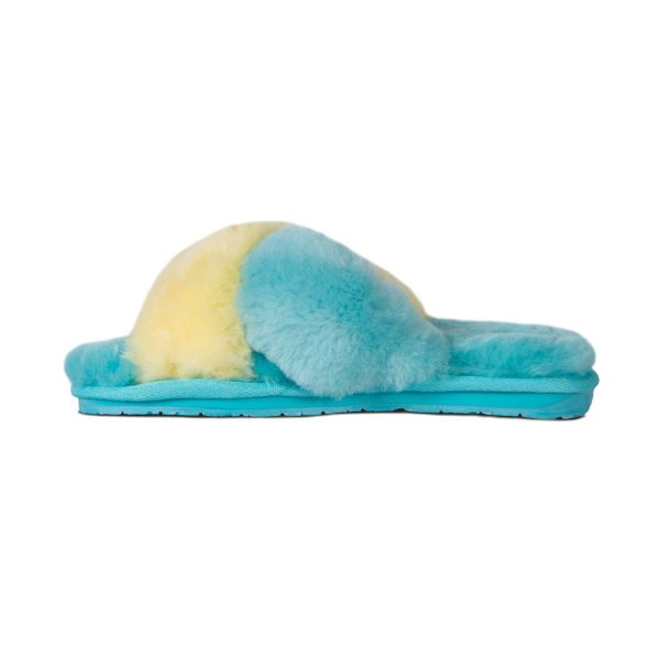 Women s Duo-Tone Emma Sheepskin Slipper Blue Yellow Discount