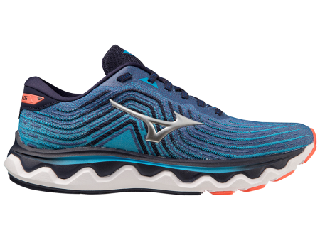 Mizuno Men s Wave Horizon 6 in Surf the Web-Silver Online now