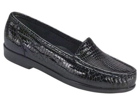 SAS Women s Simplify Slip-On Loafer in Black Croc Wide For Sale