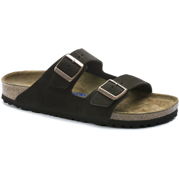 Birkenstock Arizona Suede Leather Soft Footbed Sandal in Mocha Cheap