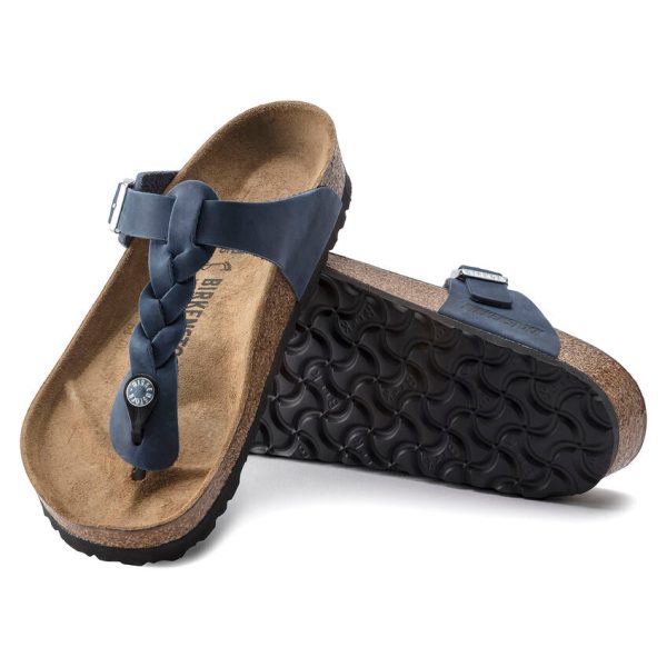 Birkenstock Gizeh Braided Oiled Leather in Navy Online now