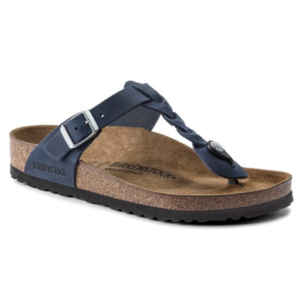 Birkenstock Gizeh Braided Oiled Leather in Navy Online now