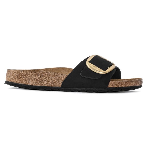 Birkenstock Madrid Big Buckle Nubuck Leather in Black Supply