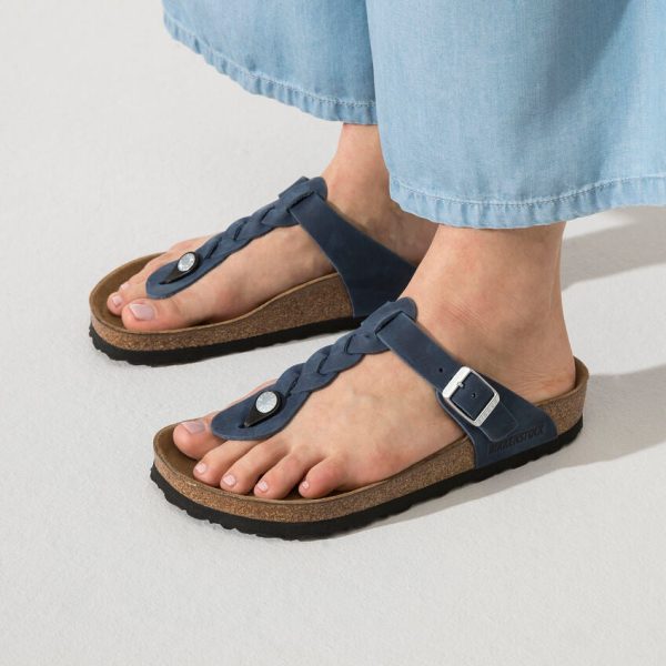 Birkenstock Gizeh Braided Oiled Leather in Navy Online now