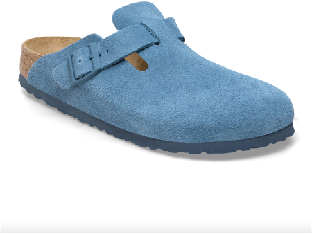 Birkenstock Boston Soft Footbed Suede Leather in Elemental Blue Online now