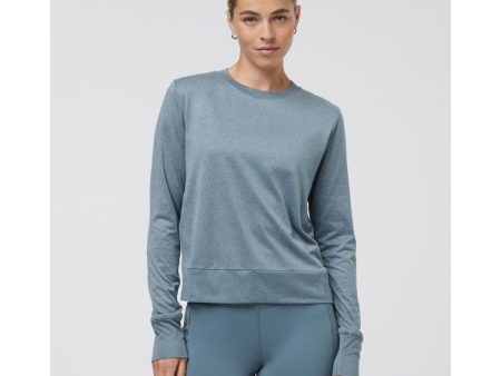 Vuori Women s Daydream Crew in Smoke Blue Heather on Sale