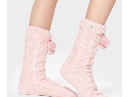 UGG Women s Pom Pom Fleece Lined Crew Sock in Seashell Pink Supply