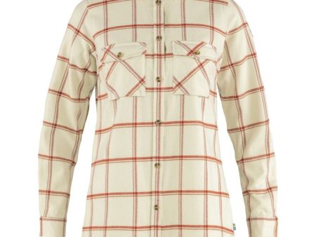 Fjallraven Women s Ovik Twill Shirt LS in Chalk-White Cabin Red For Sale