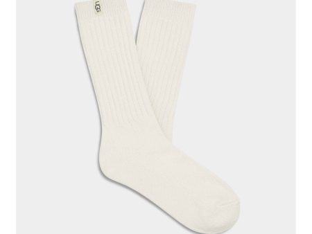 UGG Women s Rib Knit Slouchy Crew Sock in White Online Hot Sale