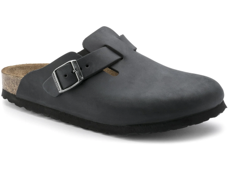 Birkenstock Boston Oiled Leather Classic Footbed Clog in Black Cheap