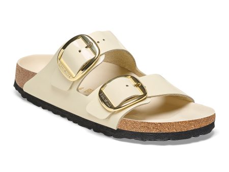 Birkenstock Arizona Big Buckle Natural Leather Patent in High Shine Ecru Supply