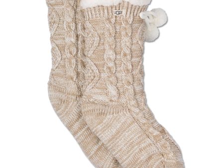 UGG Women s Pom Pom Fleece Lined Crew Sock in Cream For Discount