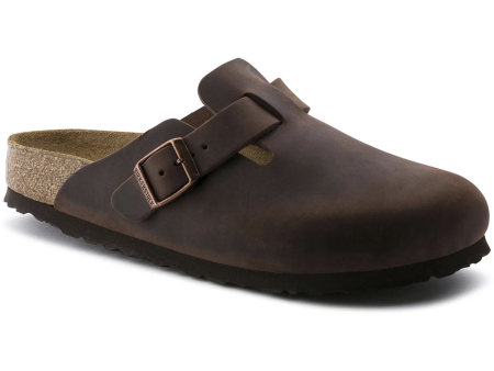 Birkenstock Boston Oiled Leather Soft Footbed Clog in Habana Online Hot Sale